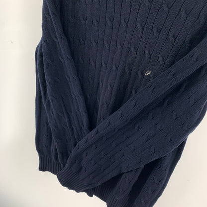 【中古品】【メンズ】 SUPREME シュプリーム S LOGO CABLE KNIT Sロゴ ケーブル ニット セーター トップス 古着 149-260318-mh-06-fuz サイズ：M カラー：ネイビー 万代Net店