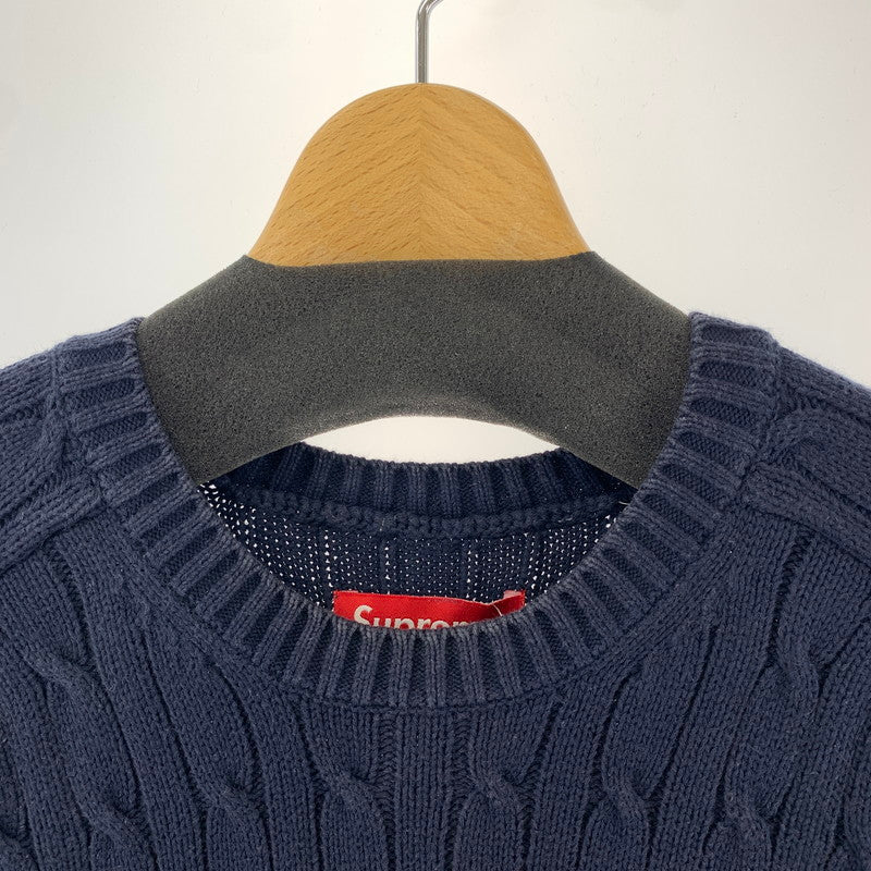 【中古品】【メンズ】 SUPREME シュプリーム S LOGO CABLE KNIT Sロゴ ケーブル ニット セーター トップス 古着 149-260318-mh-06-fuz サイズ：M カラー：ネイビー 万代Net店