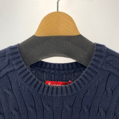 【中古品】【メンズ】 SUPREME シュプリーム S LOGO CABLE KNIT Sロゴ ケーブル ニット セーター トップス 古着 149-260318-mh-06-fuz サイズ：M カラー：ネイビー 万代Net店