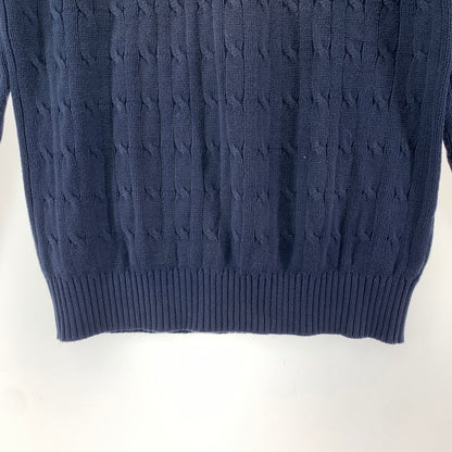 【中古品】【メンズ】 SUPREME シュプリーム S LOGO CABLE KNIT Sロゴ ケーブル ニット セーター トップス 古着 149-260318-mh-06-fuz サイズ：M カラー：ネイビー 万代Net店