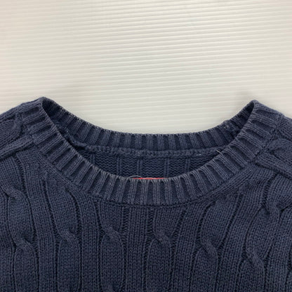 【中古品】【メンズ】 SUPREME シュプリーム S LOGO CABLE KNIT Sロゴ ケーブル ニット セーター トップス 古着 149-260318-mh-06-fuz サイズ：M カラー：ネイビー 万代Net店