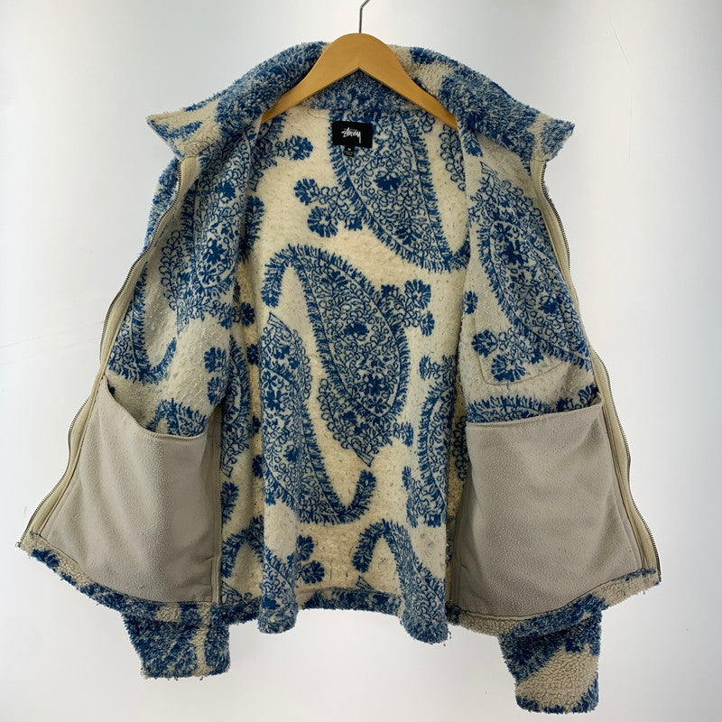 【中古品】【メンズ】 STUSSY ステューシー PAISLEY FULL ZIP SHERPA ペイズリー フルジップ シェルパ ジャケット コート アウター 古着 142-260318-mh-02-fuz サイズ：M カラー：ブルー 万代Net店