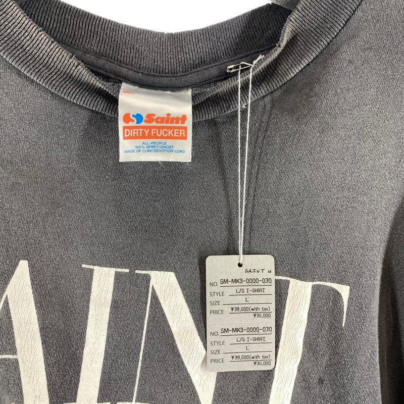 【中古美品】【メンズ】 SAINT MICHAEL セントマイケル SM-MK8-0000-030 SAINT 666 LS T-SHIRT タグ付き 140-260730-ny-01-fuzh サイズ：L カラー：ブラック 万代Net店