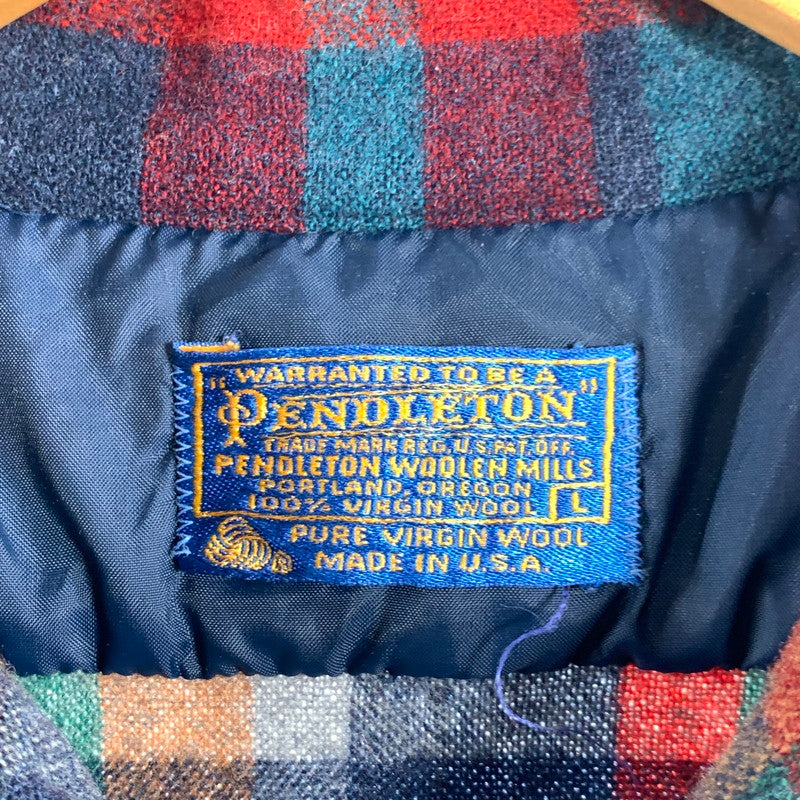 【中古品】【メンズ】 PENDLETON ペンドルトン 70'S WOOL CHECK SHIRT 切替チェック ウール 長袖 チェック シャツ トップス 古着 145-260608-mh-06-fuzh サイズ：L カラー：チェック 万代Net店