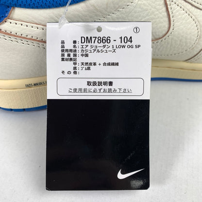 【中古美品】【メンズ】 NIKE ナイキ DM7866-104 FRAGMENT DESIGN×TRAVIS SCOTT AIR JORDAN 1 LOW フラグメント デザイン × トラヴィス・スコット × エアジョーダン 1 ロー OG スニーカー 靴 シューズ 160-260323-mh-12-fuz サイズ：28 カラー：ホワイト ブルー 万代Net店