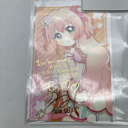 【中古美品】 ホロライブ 桃鈴ねね 活動一周年記念 箔押し複製サイン＆メッセージ入りポストカード 053-260417-ky -55-fuz 万代Net店
