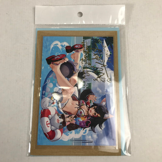 【中古美品】 ホロライブ 大神ミオ 誕生日記念2021 箔押し複製サイン&メッセージ入りポストカード 053-260509-io-17-fuzh 万代Net店