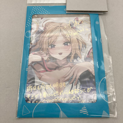 【中古美品】 ホロライブ アキ・ローゼンタール 77万人記念 箔押し複製サイン＆メッセージ入りポストカード 053-260417-ky -57-fuz 万代Net店