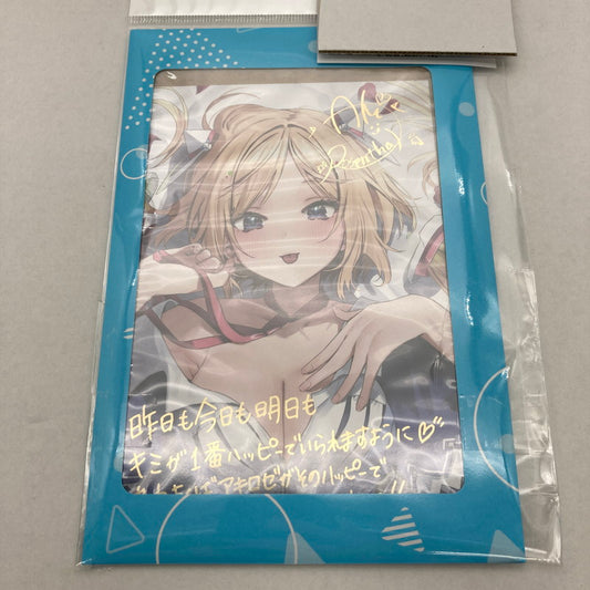 【中古美品】 ホロライブ アキ・ローゼンタール 77万人記念 箔押し複製サイン＆メッセージ入りポストカード 053-260417-ky -57-fuz 万代Net店