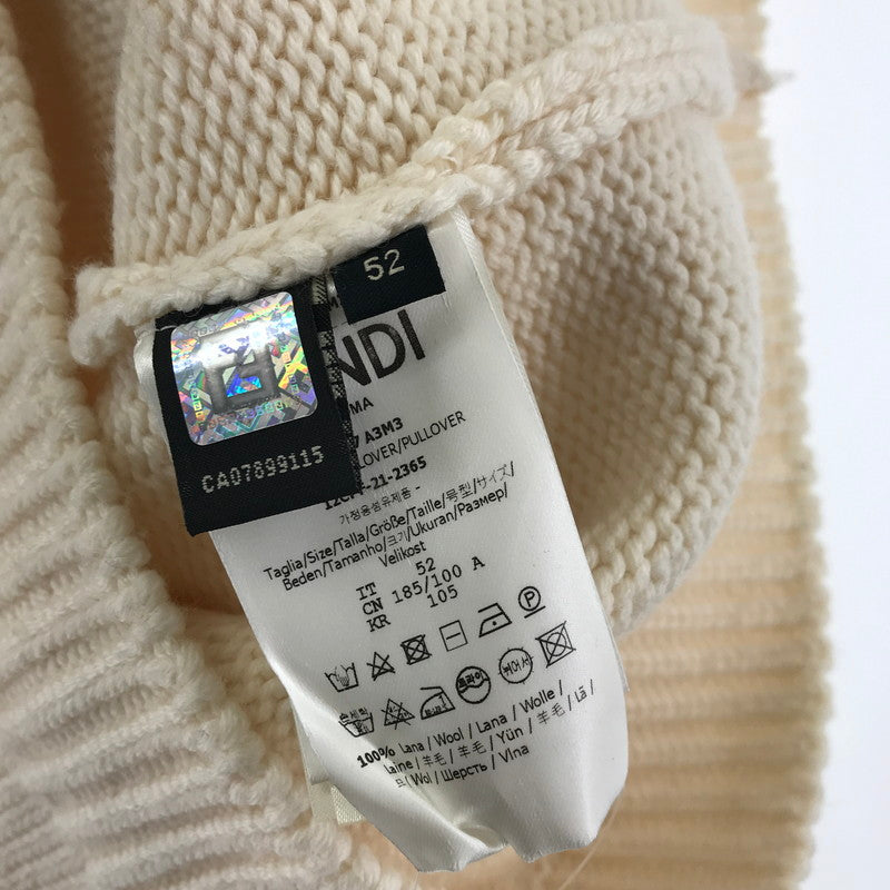 【中古品】【メンズ】 FENDI フェンディー FZZ387 A3M3 LOGO INTERSIA KNIT ロゴインターシャニット タグ欠品 141-260330-ky-21-fuzh サイズ：52 カラー：ホワイト 万代Net店