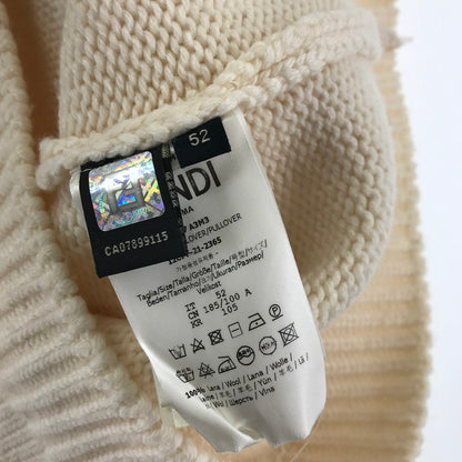 【中古品】【メンズ】 FENDI フェンディー FZZ387 A3M3 LOGO INTERSIA KNIT ロゴインターシャニット タグ欠品 141-260330-ky-21-fuzh サイズ：52 カラー：ホワイト 万代Net店