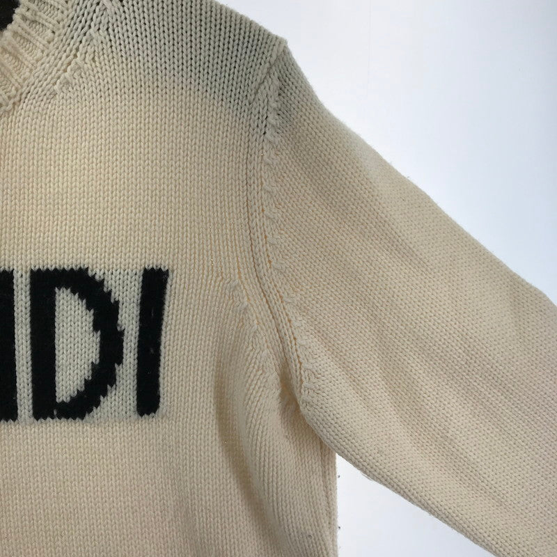 【中古品】【メンズ】 FENDI フェンディー FZZ387 A3M3 LOGO INTERSIA KNIT ロゴインターシャニット タグ欠品 141-260330-ky-21-fuzh サイズ：52 カラー：ホワイト 万代Net店