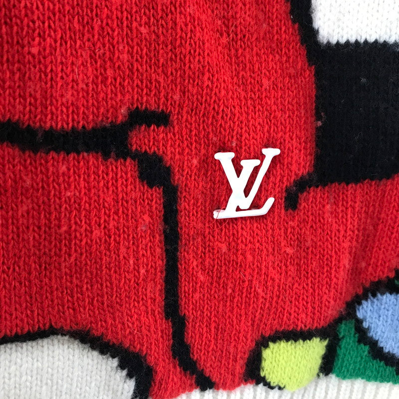 【中古品】【メンズ】 LOUIS VUITTON HON６３WVW２ パズル アート クルーネック ニット セーター 179-260330-ky-25-fuzh サイズ：XL カラー：ホワイト 万代Net店