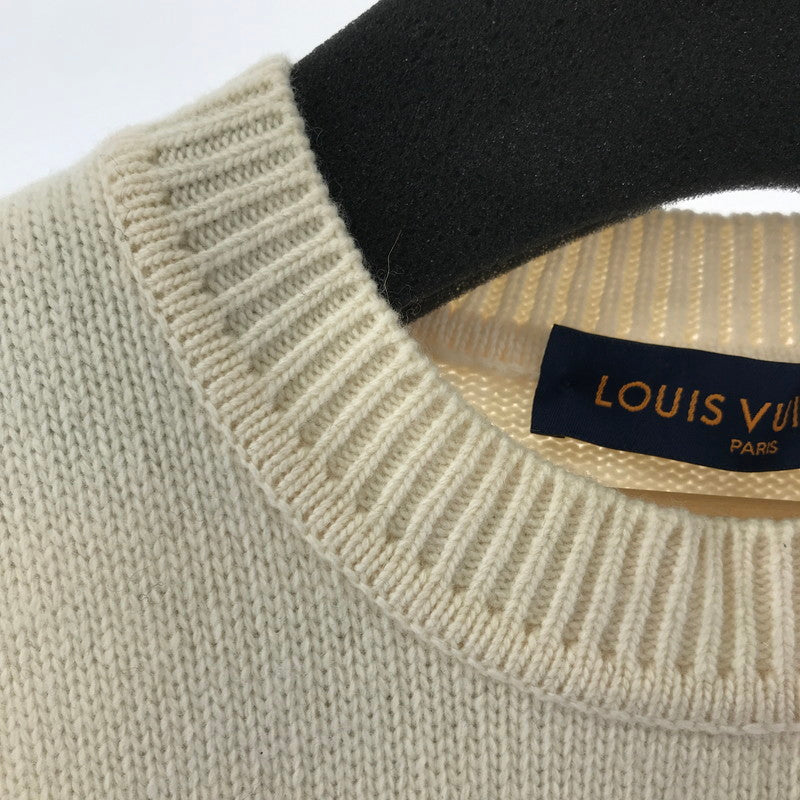 【中古品】【メンズ】 LOUIS VUITTON HON６３WVW２ パズル アート クルーネック ニット セーター 179-260330-ky-25-fuzh サイズ：XL カラー：ホワイト 万代Net店