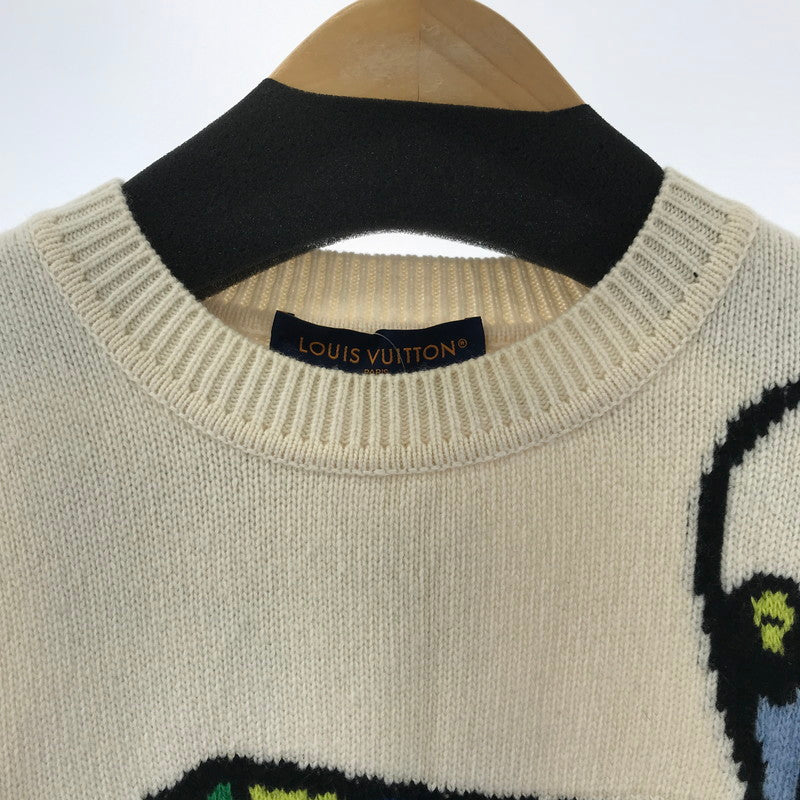 【中古品】【メンズ】 LOUIS VUITTON HON６３WVW２ パズル アート クルーネック ニット セーター 179-260330-ky-25-fuzh サイズ：XL カラー：ホワイト 万代Net店