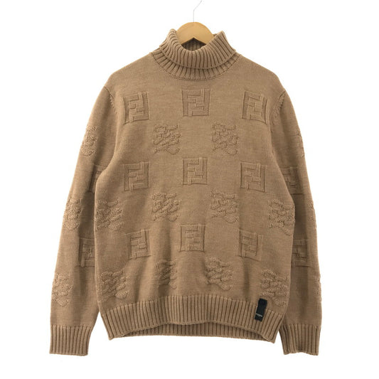 【中古品】【メンズ】 FENDI フェンディー FZX008 AI34 ズッカデザイン タートルネックニットセーター 141-260330-ky-24-fuzh サイズ：50 カラー：ブラウン 万代Net店