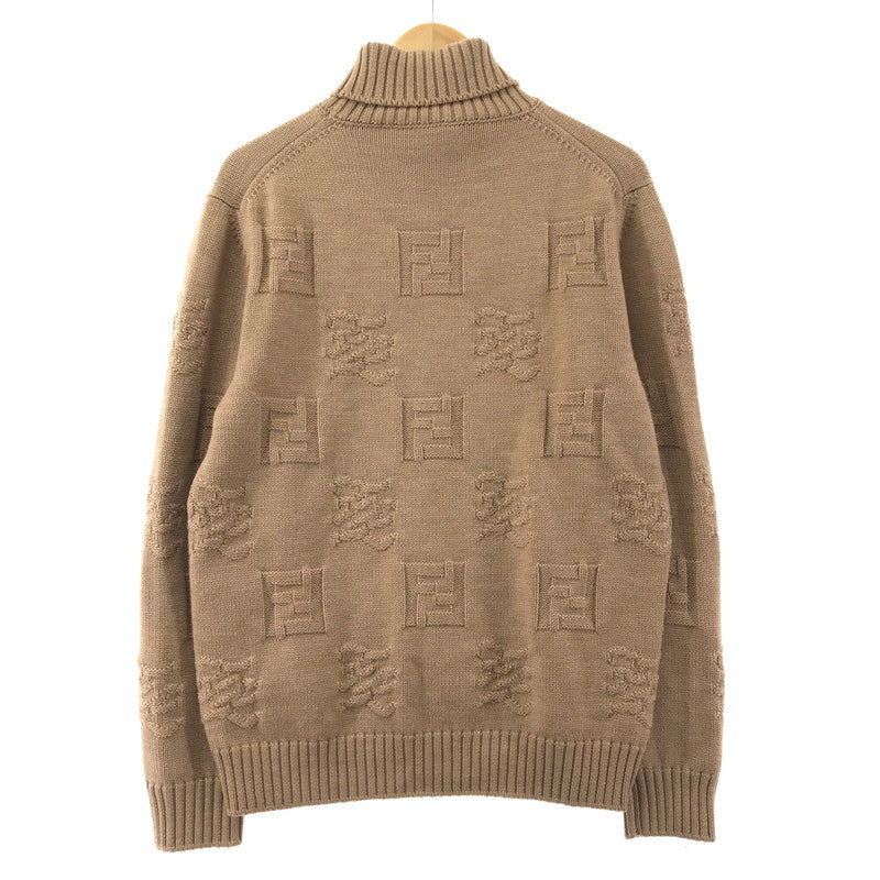 【中古品】【メンズ】 FENDI フェンディー FZX008 AI34 ズッカデザイン タートルネックニットセーター 141-260330-ky-24-fuzh サイズ：50 カラー：ブラウン 万代Net店
