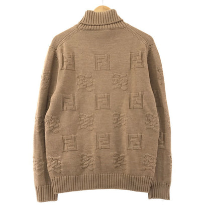 【中古品】【メンズ】 FENDI フェンディー FZX008 AI34 ズッカデザイン タートルネックニットセーター 141-260330-ky-24-fuzh サイズ：50 カラー：ブラウン 万代Net店