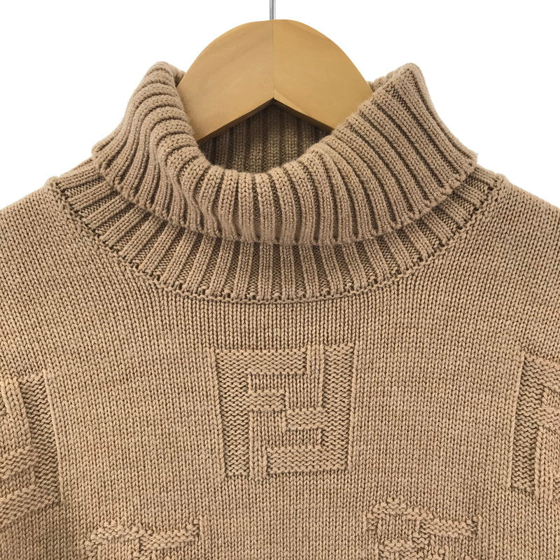 【中古品】【メンズ】 FENDI フェンディー FZX008 AI34 ズッカデザイン タートルネックニットセーター 141-260330-ky-24-fuzh サイズ：50 カラー：ブラウン 万代Net店