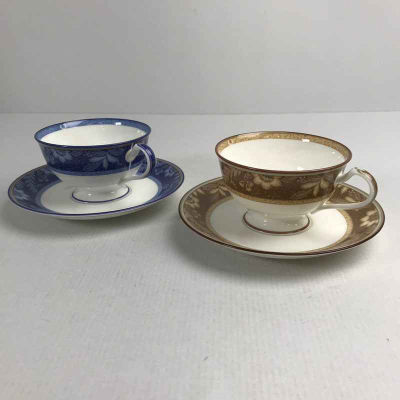 【中古品】 Noritake カップ＆ソーサー 2セット レジェンドインブラウン レジェンドインブルー アラジンランプ印 食器 外箱に傷みあり 101-260331-io-35-fuz 万代Net店