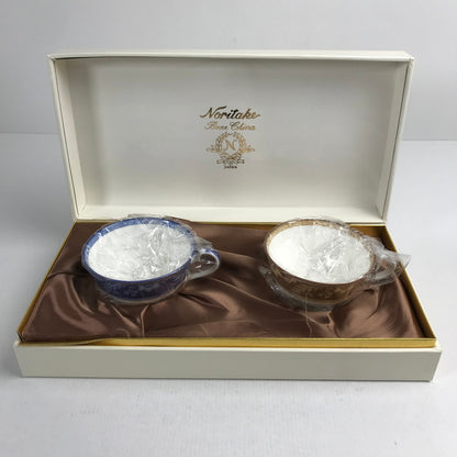 【中古品】 Noritake カップ＆ソーサー 2セット レジェンドインブラウン レジェンドインブルー アラジンランプ印 食器 外箱に傷みあり 101-260331-io-35-fuz 万代Net店