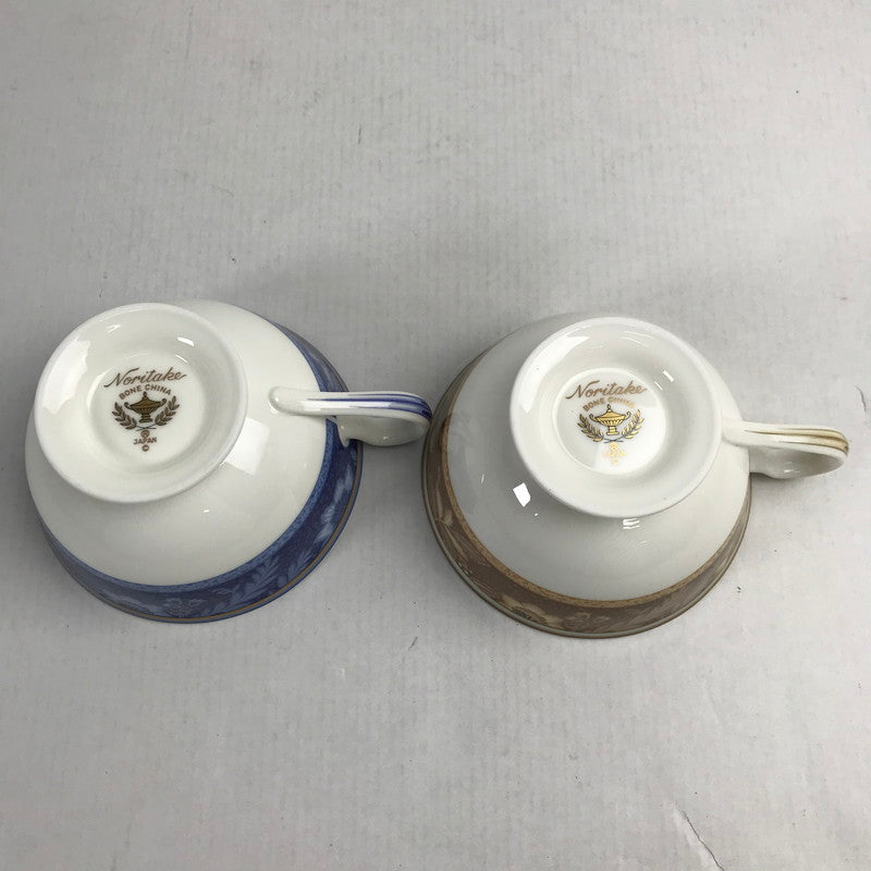 【中古品】 Noritake カップ＆ソーサー 2セット レジェンドインブラウン レジェンドインブルー アラジンランプ印 食器 外箱に傷みあり 101-260331-io-35-fuz 万代Net店