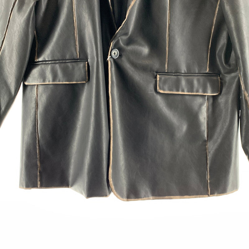 【中古品】【メンズ】 LUI’S ルイス テーラードジャケット カラー BLACK SIZE:M Fレザー タグ付き 147-260722-ky-29-fuzh 万代Net店