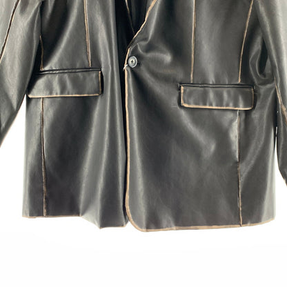 【中古品】【メンズ】 LUI’S ルイス テーラードジャケット カラー BLACK SIZE:M Fレザー タグ付き 147-260722-ky-29-fuzh 万代Net店