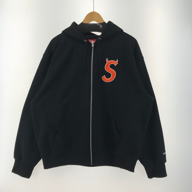 【中古美品】【メンズ】 SUPREME シュプリーム DEVIL S LOGO ZIP UP HOODED SWEATSHIRT デビル S ロゴ ジップアップ フーデッド スウェット トップス 古着 149-260410-mh-11-fuzh サイズ：L カラー：ブラック 万代Net店