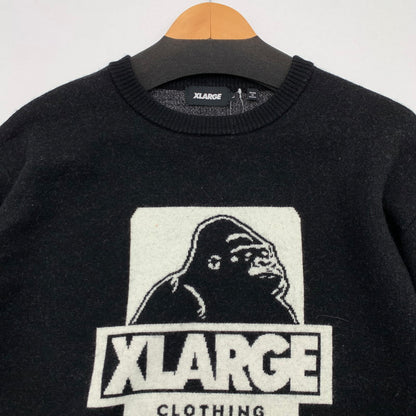 【中古品】【メンズ】 XLARGE エクストララージ OG CREWNECK KNIT クルーネック ニット ブランド 古着 101214015001 142-260418-gm-44-fuz サイズ：L カラー：ブラック 万代Net店