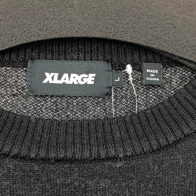 【中古品】【メンズ】 XLARGE エクストララージ OG CREWNECK KNIT クルーネック ニット ブランド 古着 101214015001 142-260418-gm-44-fuz サイズ：L カラー：ブラック 万代Net店