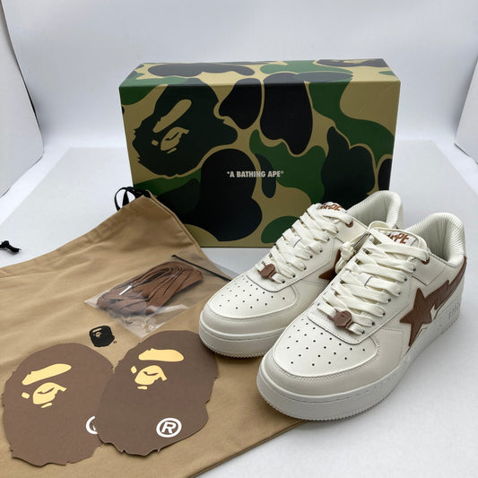 【中古品】【メンズ】 A BATHING APE アベイシングエイプ 1L30191306 BAPE STA ICON スニーカー 靴 162-260413-ky-12-fuzh サイズ：27.5cm カラー：ホワイト/ブラウン 万代Net店