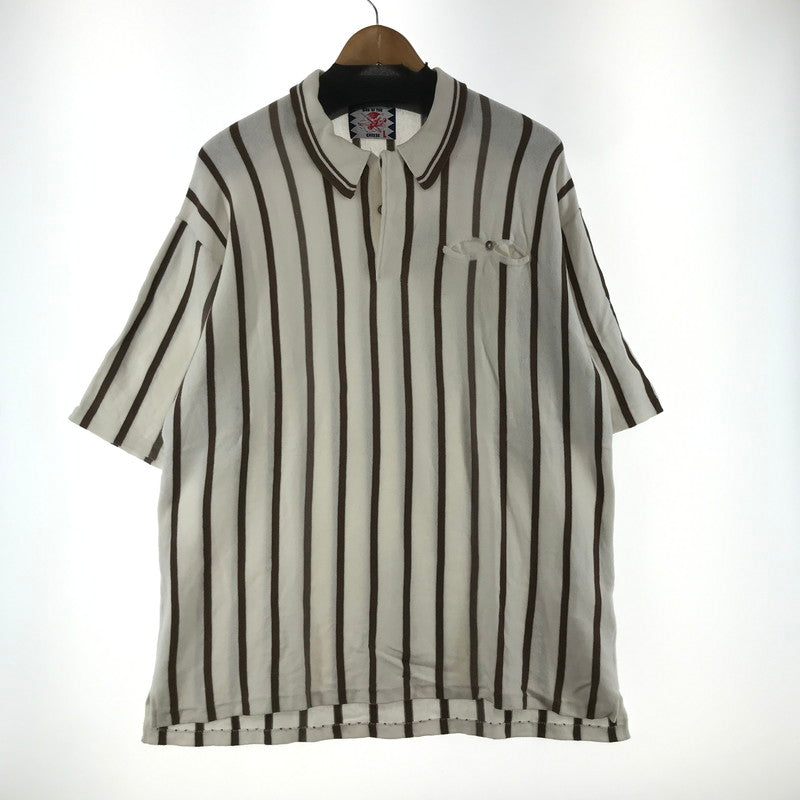 【中古品】【メンズ】 SON OF THE CHEESE サノバチーズ CS2010-KN04 STRIPE POLO ストライプ ポロシャツ ロカビリー ストリート スケート 142-260413-ky-09-fuzh サイズ：L カラー：ホワイト/ブラウン 万代Net店