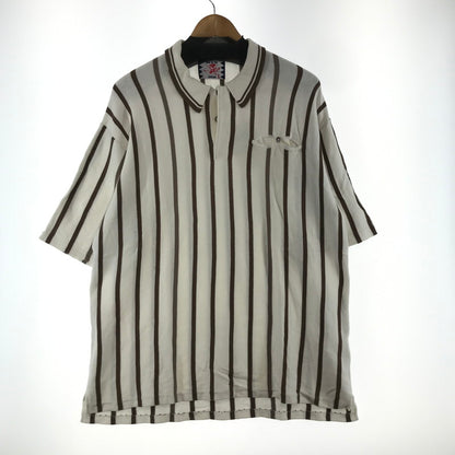 【中古品】【メンズ】 SON OF THE CHEESE サノバチーズ CS2010-KN04 STRIPE POLO ストライプ ポロシャツ ロカビリー ストリート スケート 142-260413-ky-09-fuzh サイズ：L カラー：ホワイト/ブラウン 万代Net店