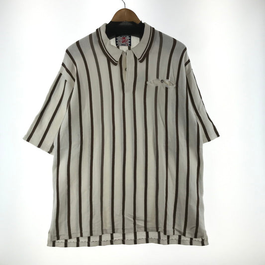 【中古品】【メンズ】 SON OF THE CHEESE サノバチーズ CS2010-KN04 STRIPE POLO ストライプ ポロシャツ ロカビリー ストリート スケート 142-260413-ky-09-fuzh サイズ：L カラー：ホワイト/ブラウン 万代Net店