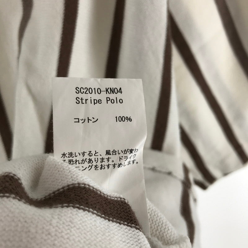 【中古品】【メンズ】 SON OF THE CHEESE サノバチーズ CS2010-KN04 STRIPE POLO ストライプ ポロシャツ ロカビリー ストリート スケート 142-260413-ky-09-fuzh サイズ：L カラー：ホワイト/ブラウン 万代Net店