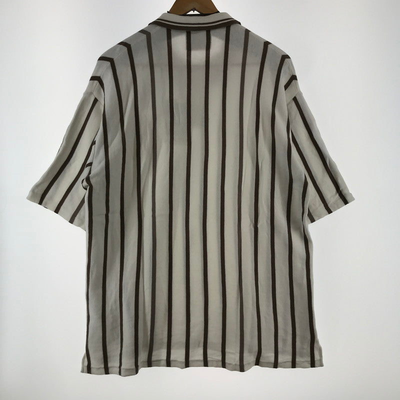 【中古品】【メンズ】 SON OF THE CHEESE サノバチーズ CS2010-KN04 STRIPE POLO ストライプ ポロシャツ ロカビリー ストリート スケート 142-260413-ky-09-fuzh サイズ：L カラー：ホワイト/ブラウン 万代Net店