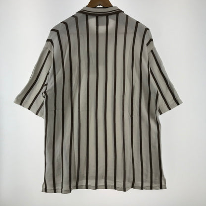 【中古品】【メンズ】 SON OF THE CHEESE サノバチーズ CS2010-KN04 STRIPE POLO ストライプ ポロシャツ ロカビリー ストリート スケート 142-260413-ky-09-fuzh サイズ：L カラー：ホワイト/ブラウン 万代Net店