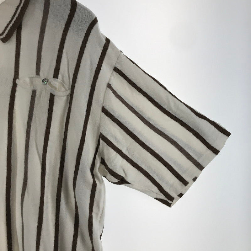 【中古品】【メンズ】 SON OF THE CHEESE サノバチーズ CS2010-KN04 STRIPE POLO ストライプ ポロシャツ ロカビリー ストリート スケート 142-260413-ky-09-fuzh サイズ：L カラー：ホワイト/ブラウン 万代Net店