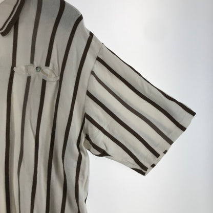 【中古品】【メンズ】 SON OF THE CHEESE サノバチーズ CS2010-KN04 STRIPE POLO ストライプ ポロシャツ ロカビリー ストリート スケート 142-260413-ky-09-fuzh サイズ：L カラー：ホワイト/ブラウン 万代Net店