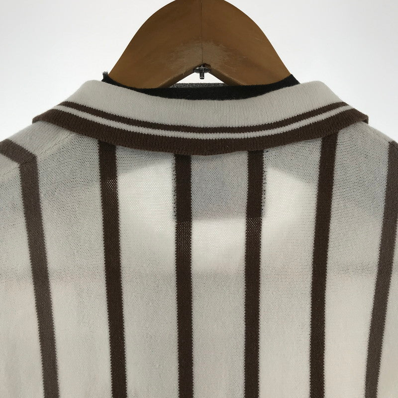 【中古品】【メンズ】 SON OF THE CHEESE サノバチーズ CS2010-KN04 STRIPE POLO ストライプ ポロシャツ ロカビリー ストリート スケート 142-260413-ky-09-fuzh サイズ：L カラー：ホワイト/ブラウン 万代Net店