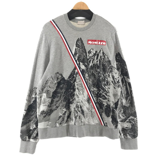 【中古品】【メンズ】 MONCLER モンクレール E20918047950 CREWNECK SWEAT SHIRT クルーネック スェット 141-260416-ky-01-fuz サイズ：XL カラー：グレー /トリコロール 万代Net店