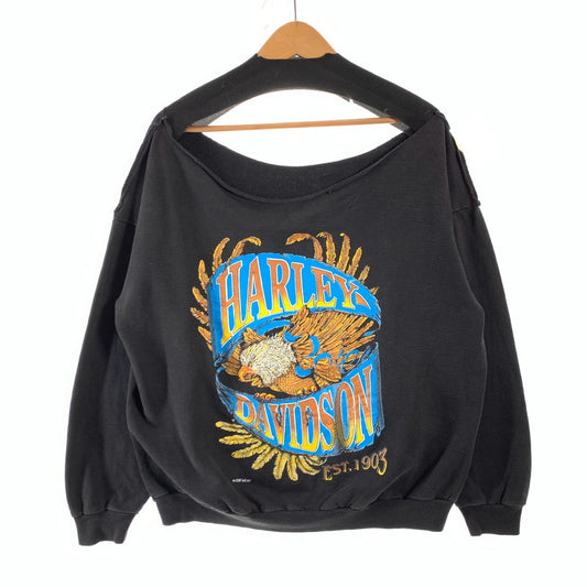 【中古品】【メンズ】 HARLEY-DAVIDSON SWEATSHIRT ハーレーダビッドソン スウェット ブランド 古着 145-260606-gm-18-fuz サイズ：不明 カラー：ブラック 万代Net店
