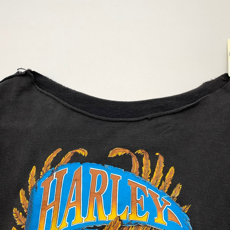 【中古品】【メンズ】 HARLEY-DAVIDSON SWEATSHIRT ハーレーダビッドソン スウェット ブランド 古着 145-260606-gm-18-fuz サイズ：不明 カラー：ブラック 万代Net店