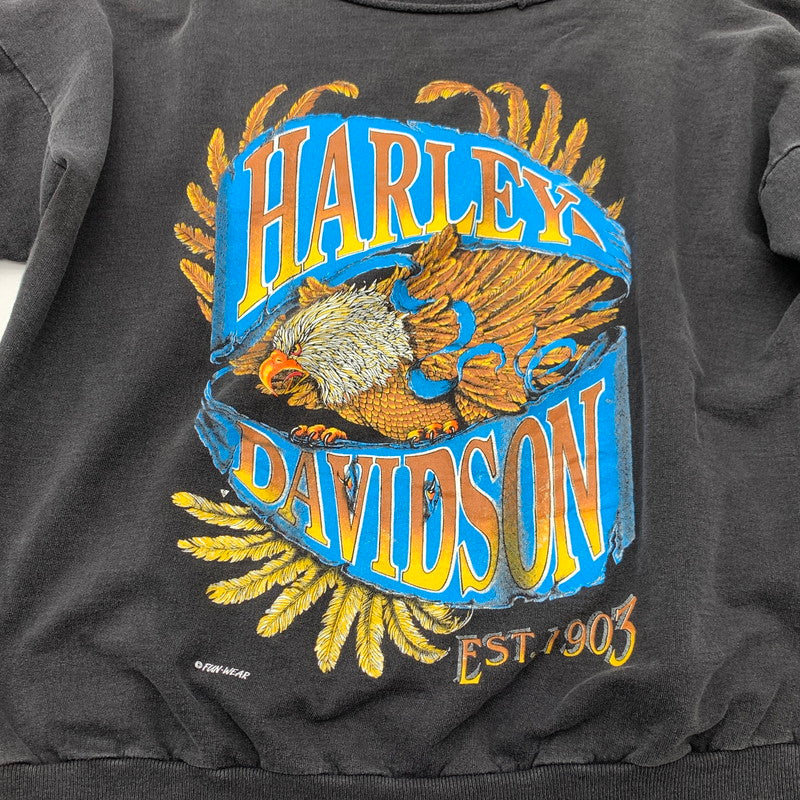 【中古品】【メンズ】 HARLEY-DAVIDSON SWEATSHIRT ハーレーダビッドソン スウェット ブランド 古着 145-260606-gm-18-fuz サイズ：不明 カラー：ブラック 万代Net店