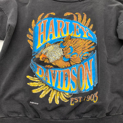 【中古品】【メンズ】 HARLEY-DAVIDSON SWEATSHIRT ハーレーダビッドソン スウェット ブランド 古着 145-260606-gm-18-fuz サイズ：不明 カラー：ブラック 万代Net店