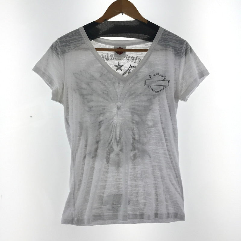 【中古品】【レディース】 HARLEY-DAVIDSON ハーレーダビッドソン 星条旗 PRINT S S TEE "WHITE" WHITE SIZE:L 145-260715-ky-10-fuzh 万代Net店
