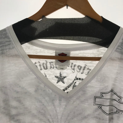 【中古品】【レディース】 HARLEY-DAVIDSON ハーレーダビッドソン 星条旗 PRINT S S TEE "WHITE" WHITE SIZE:L 145-260715-ky-10-fuzh 万代Net店