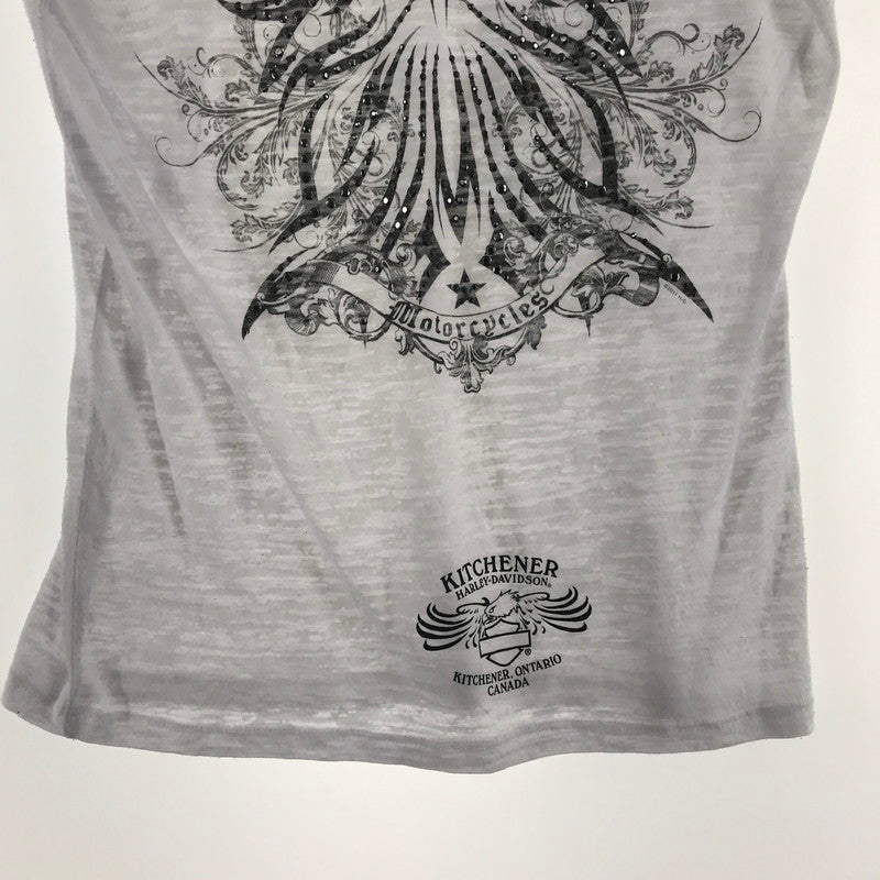【中古品】【レディース】 HARLEY-DAVIDSON ハーレーダビッドソン 星条旗 PRINT S S TEE "WHITE" WHITE SIZE:L 145-260715-ky-10-fuzh 万代Net店