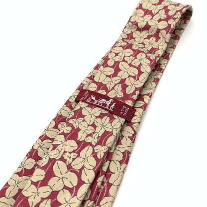 【中古品】【メンズ】 HERMES エルメス シルクネクタイ 葉っぱ総柄 ブランド 小物 古着 183-260425-gm-32-fuz カラー：ピンク 万代Net店
